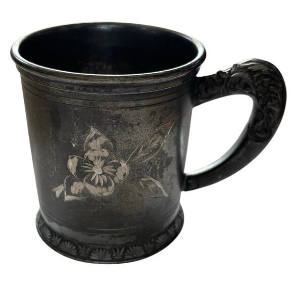 ROYAL MFG. CO. Triple Plate Flower Engraved “Lucile”Baptism Christening Cup - Picture 1 of 8